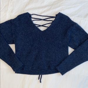 Cropped Sweater with laced up back